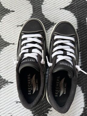 Skechers Black and White Lace-Up Skate Sneakers